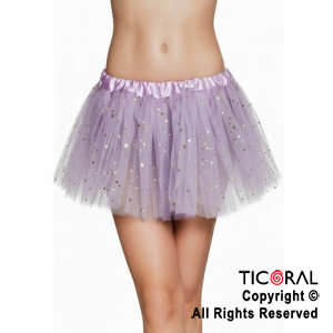 POLLERA TUTU LILA CON BRILLITOS x 1